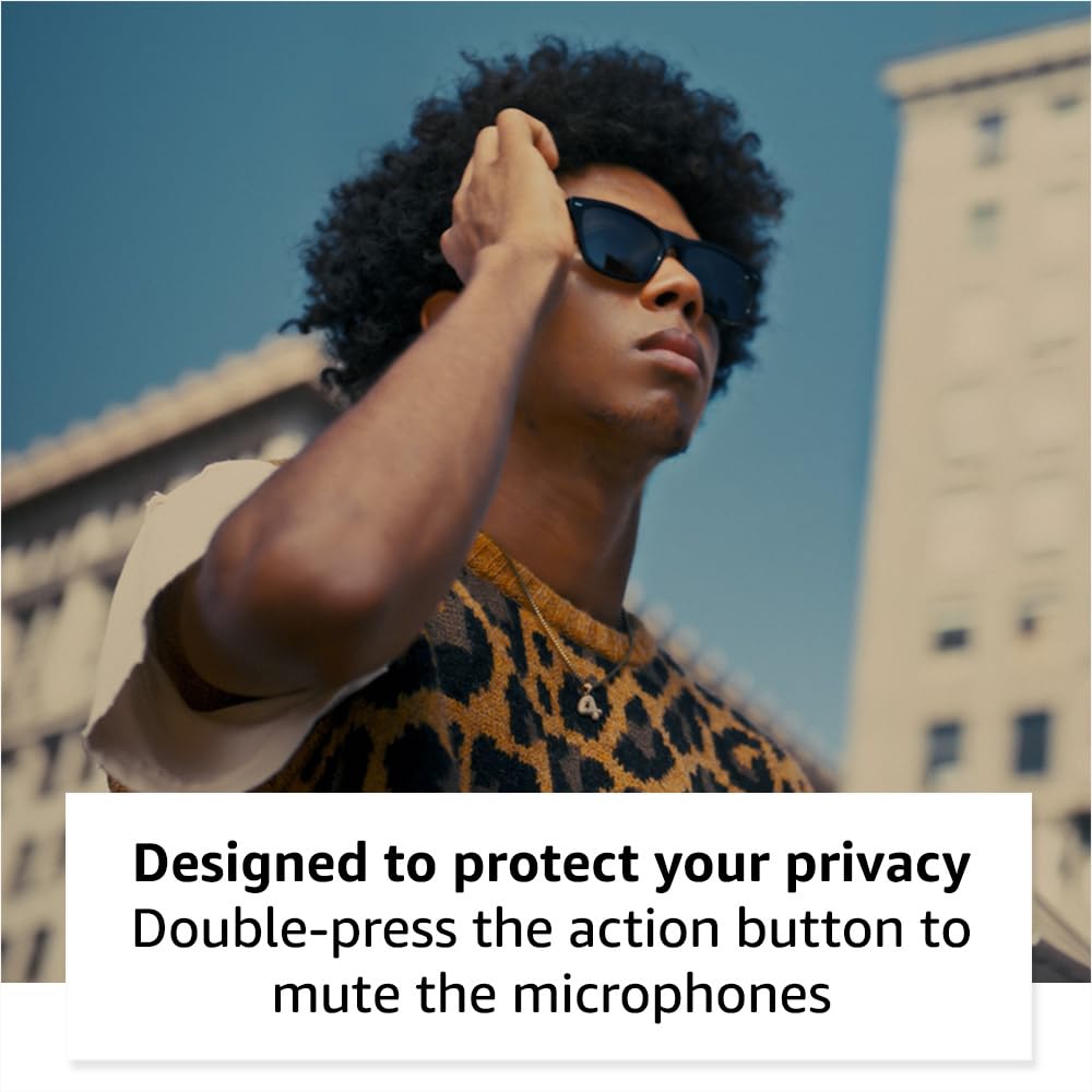 Amazon Echo Frames, an Alexa device (newest model), Smart glasses with Alexa, Square frames in Classic Black with polarized sunglass lenses