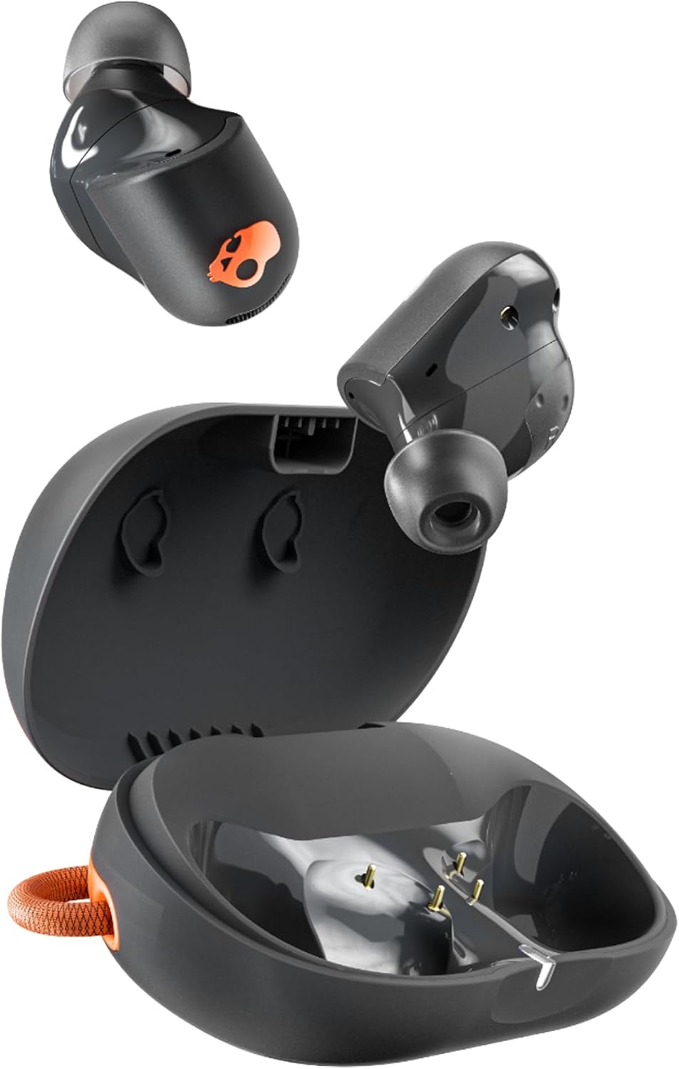 Skullcandy Sesh ANC Active Wireless Earbuds, Bluetooth Headphones, Noise Cancelling, Up to 48 Hours Battery, Stabilizing Fit Grip, Sweat and Waterproof, Microphone for iPhone Android - Black/Orange