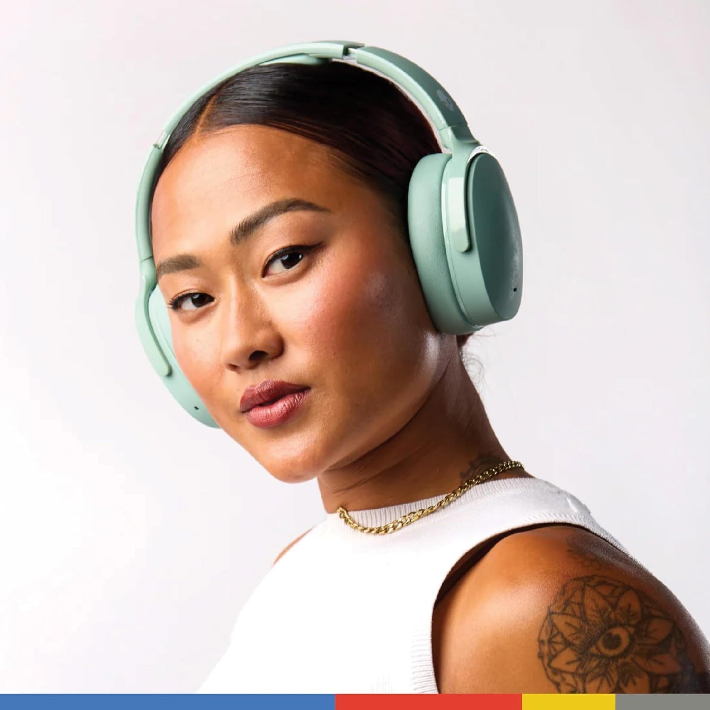 Skullcandy Hesh ANC Wireless Over-Ear Bluetooth Headphones, Active Noise Cancelling, Up to 22 Hrs Battery, Foldable Lightweight Design, Microphone for iPhone Android - Preppy Sage