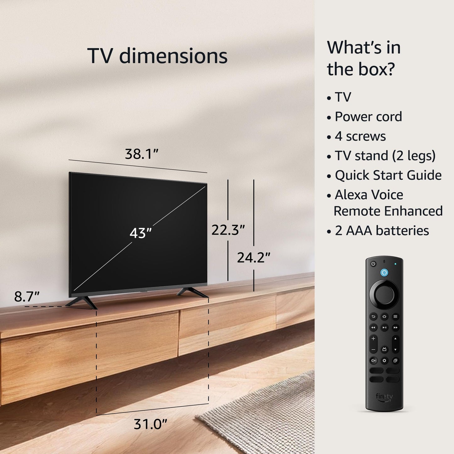 Amazon Fire TV 43" 4-Series 4K UHD smart TV, stream live TV without cable, 2024 release