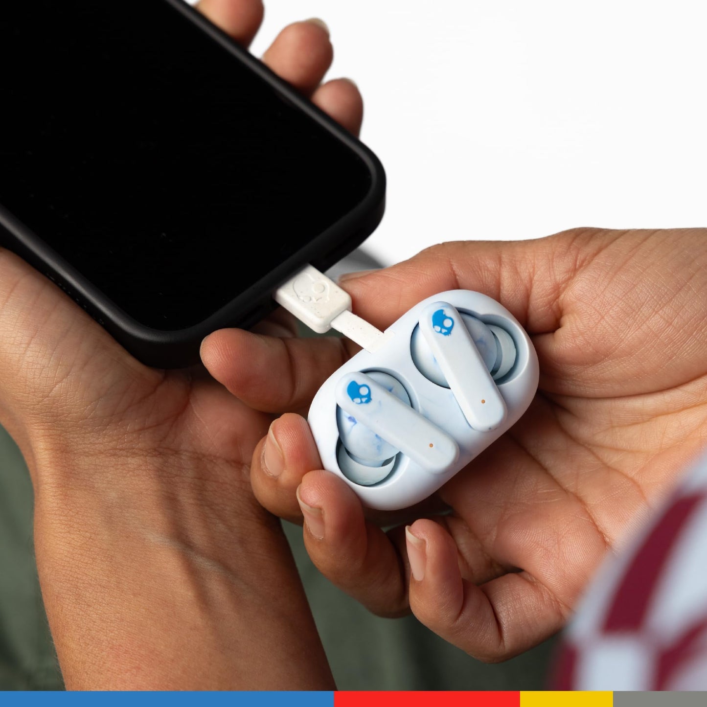 Skullcandy EcoBuds in-Ear Wireless Earbuds, 8 Hr Battery, Battery-Free Charging Case, Microphone, Works with iPhone Android and Bluetooth Devices - Glacier