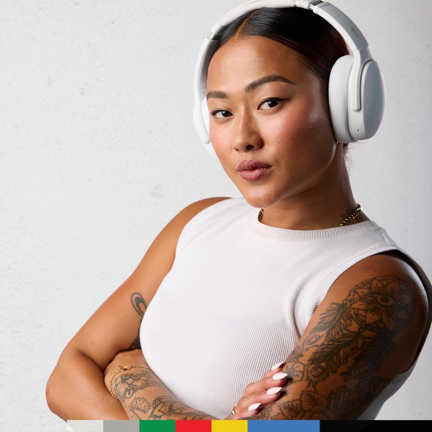 Skullcandy Crusher Evo Wireless Bluetooth Headphones with Multi-Sensory Bass, Noise Isolating Over-Ear Fit, Up to 40 Hours Battery, Microphone for iPhone Android - Bone