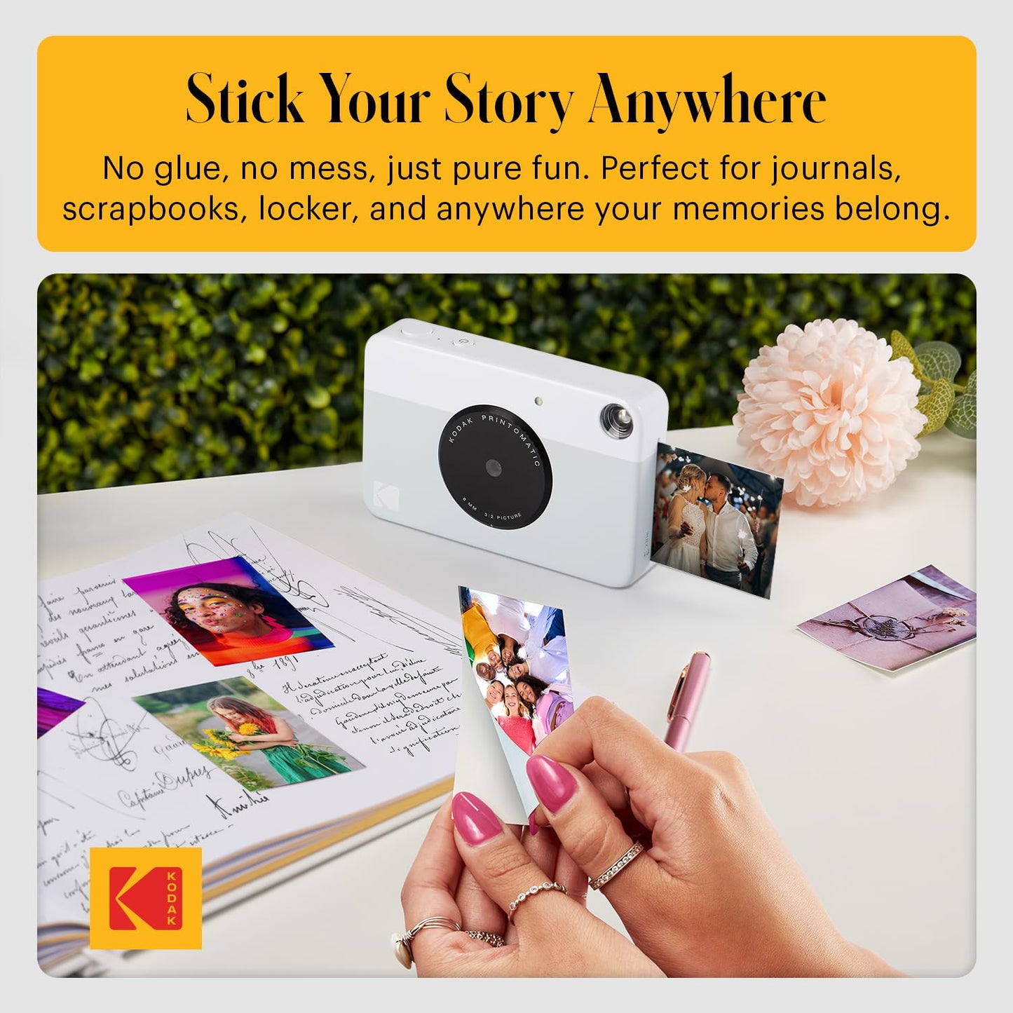 KODAK Printomatic Full-Color Instant Print Digital Camera - Colorful Photos On Zink 2x3" Sticky-Back Photo Paper - 5MP, Portable, Creative Fun Gift for Birthday, Christmas, Holiday - Grey
