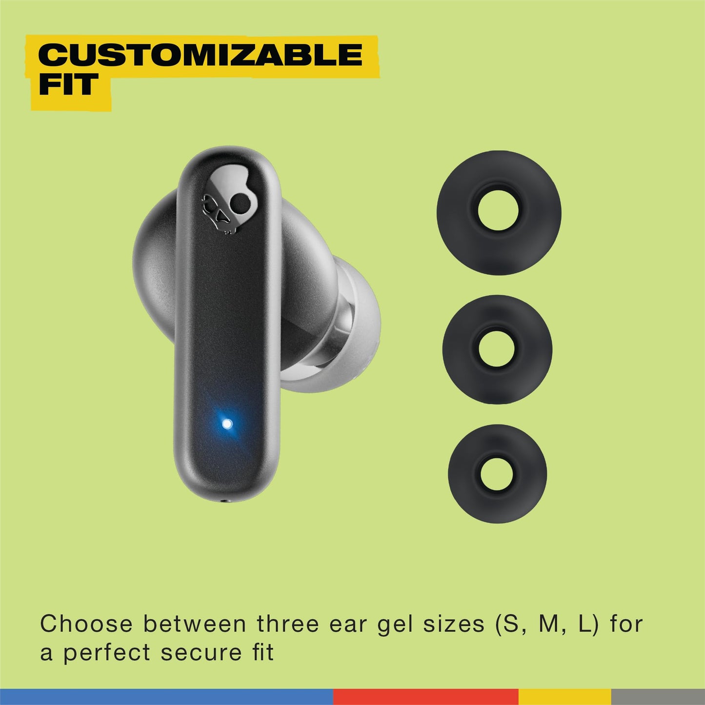 Skullcandy Smokin’ Buds Wireless Earbuds, Bluetooth Headphones, Noise Isolating Fit, Up to 20 Hours Battery, IPX4 Sweat and Water Resistant, Microphone for iPhone Android - Matcha