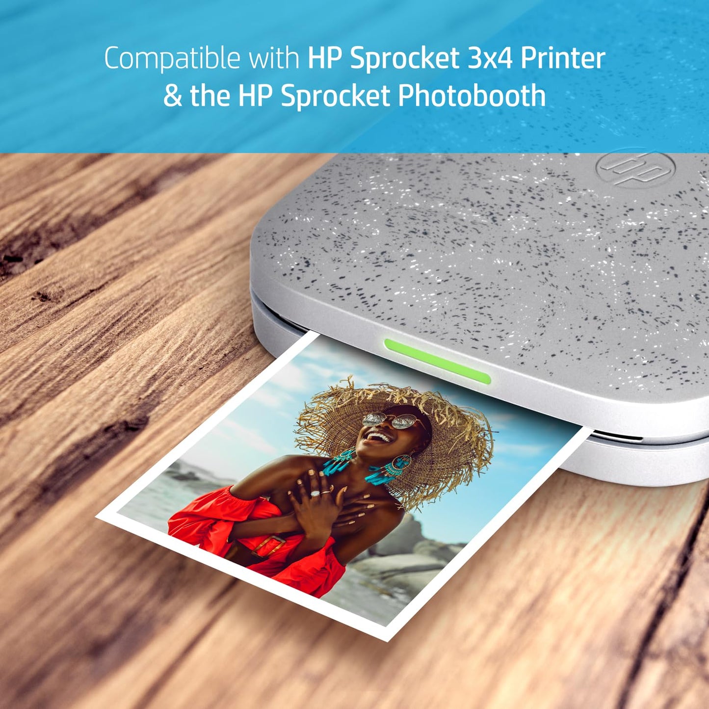 HP Sprocket 3.5 x 4.25” Zink Sticky-Backed Photo Paper (50 Pack) Compatible with HP Sprocket 3x4 Photobooth and Photo Printer