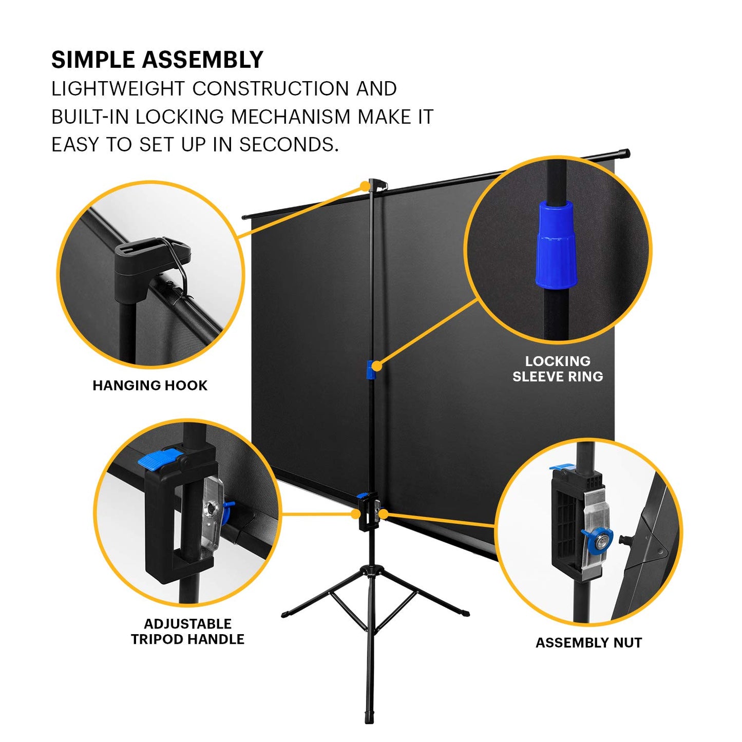 KODAK 80” Projection Movie Screen Premium Portable Lightweight White 16:9 HD 4K Projector Screen, Adjustable Tripod Stand & Storage Carry Bag | Easy Assembly for Home, Office, School & Church