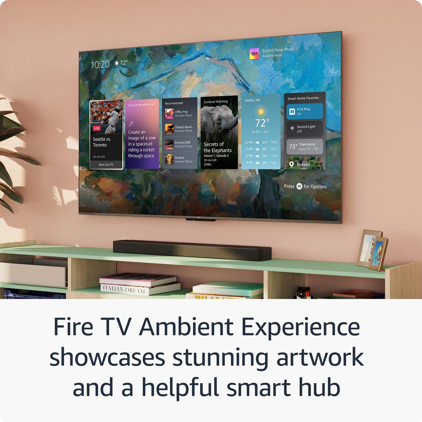 Amazon Fire TV 75" Omni Mini-LED Series, QLED 4K UHD smart TV, Dolby Vision IQ, 144hz gaming mode, Ambient Experience, hands-free with Alexa, 2024 release