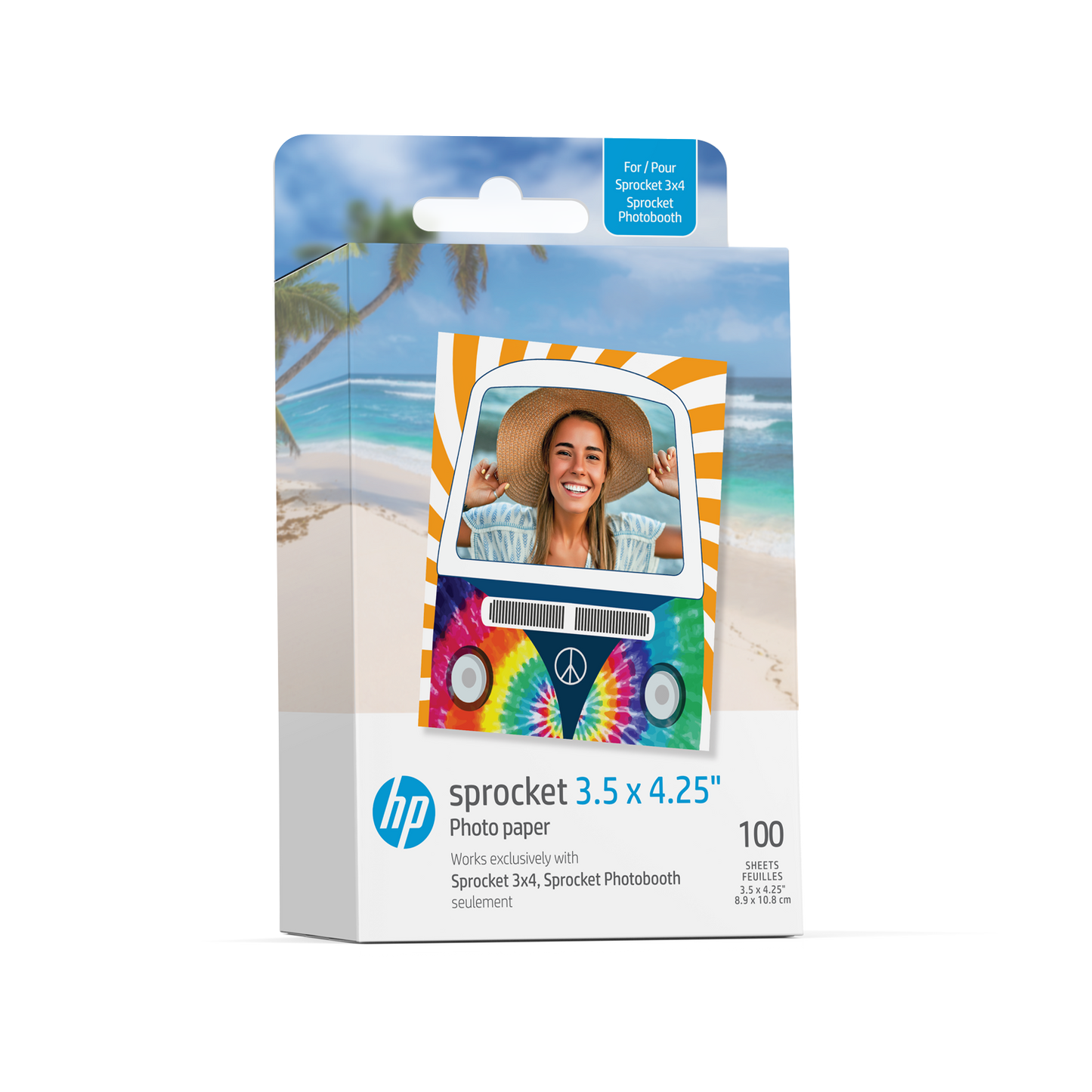 HP Sprocket 3.5 x 4.25” Zink Sticky-Backed Photo Paper (50 Pack) Compatible with HP Sprocket 3x4 Photobooth and Photo Printer