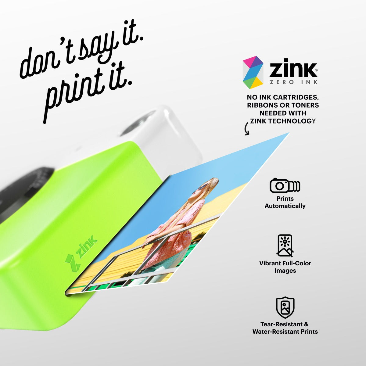 Kodak Printomatic Instant Print Camera, 2x3 Zink Prints - Green