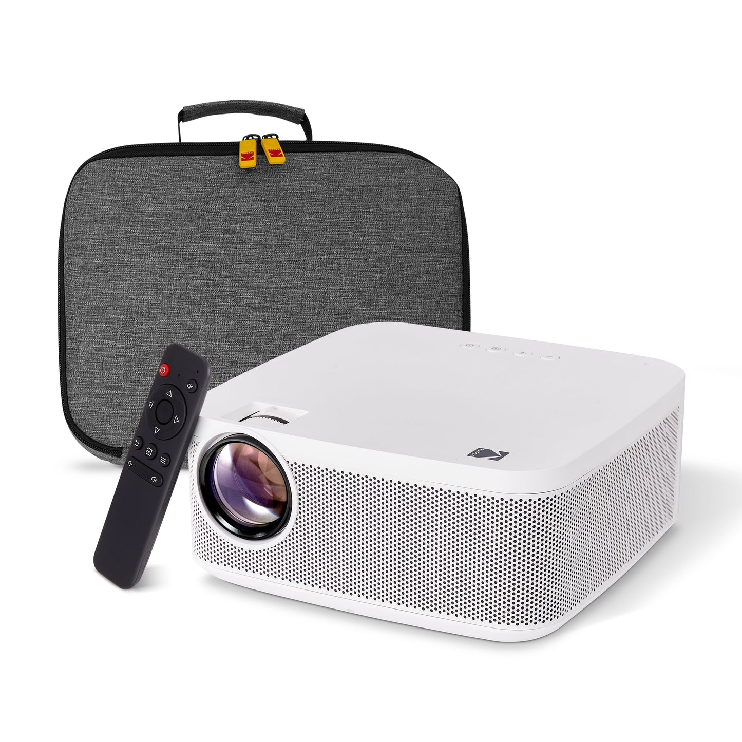 KODAK FLIK X10 Full HD Multimedia Projector Kit | 1080p Mini Compact Portable Home Theater System Bundle with 100” Projection Screen, Remote Control, Tripod Stand, HDMI Cable, Hooks & Carry Case