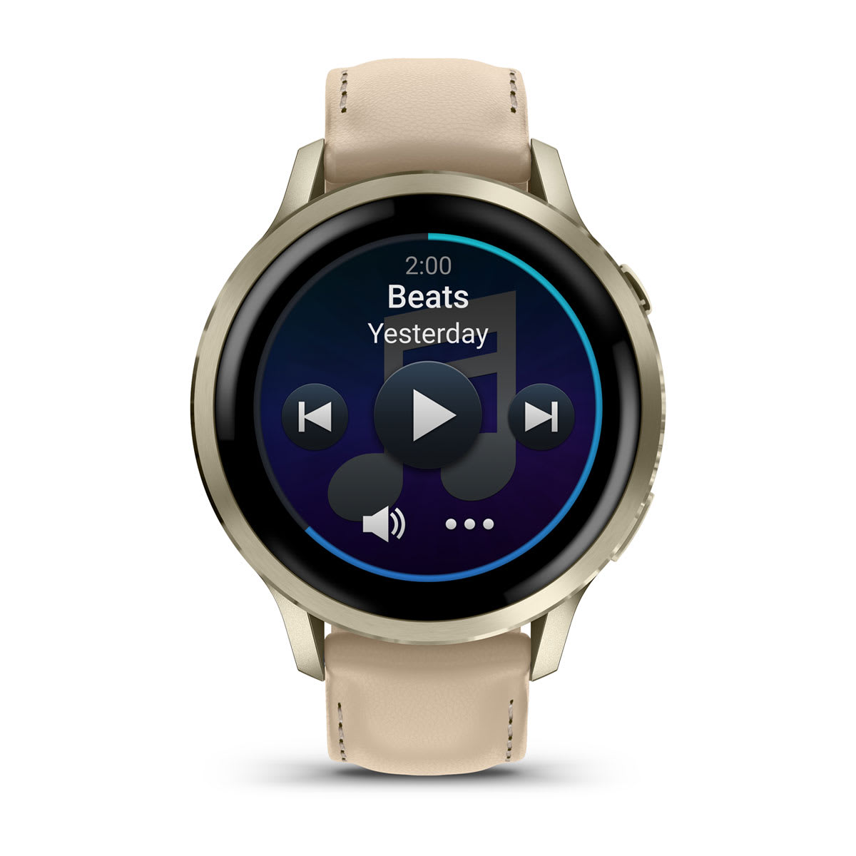 Garmin Venu 4 GPS Smartwatch 41mm - Lunar Gold/Bone + Light Sand Leather Band