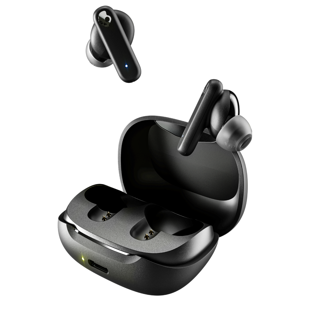 Skullcandy Smokin’ Buds Wireless Earbuds, Bluetooth Headphones, Noise Isolating Fit, Up to 20 Hours Battery, IPX4 Sweat and Water Resistant, Microphone for iPhone Android - True Black