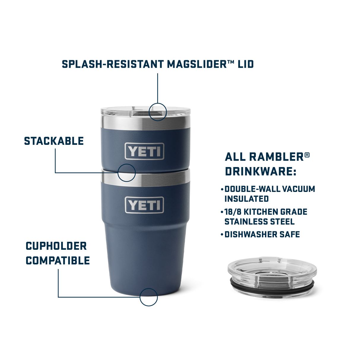 YETI Rambler 16 oz Stackable Cup with MagSlider Lid