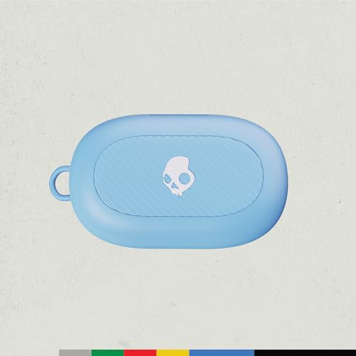 Skullcandy Push Play Active Wireless Earbuds, Bluetooth Headphones, Noise Isolating, 34 Hrs Battery, Secure-Fit Over-Ear Hanger, Sweat Water Resistant, Microphone for iPhone Android - Preppy Blue