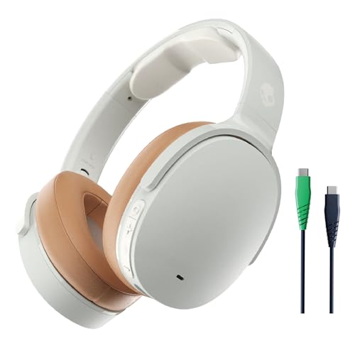 Skullcandy Hesh ANC Over-Ear Noise Cancelling Wireless Headphones, 22 Hr Battery, Microphone, Works with iPhone Android and Bluetooth Devices - Mod White