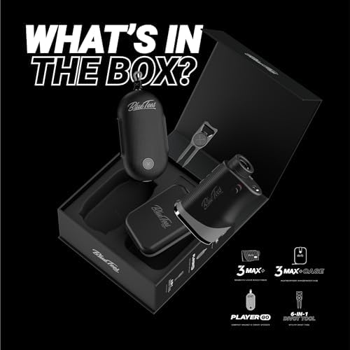Blue Tees Golf Player Pack GO Bundle - Series 3 Max+ Rangefinder with Premium Case, The Player GO GPS Equipped Magnetic Speaker & Premium 6-in-1 Utility Divot Tool - The Complete Golf Bundle