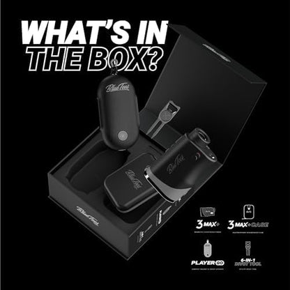Blue Tees Golf Player Pack GO Bundle - Series 3 Max+ Rangefinder with Premium Case, The Player GO GPS Equipped Magnetic Speaker & Premium 6-in-1 Utility Divot Tool - The Complete Golf Bundle