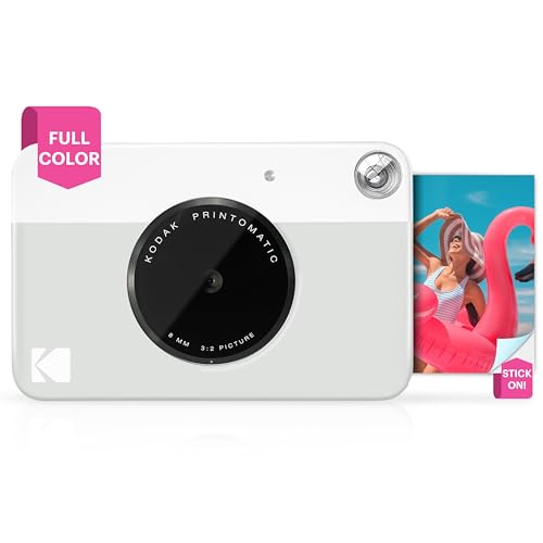 KODAK Printomatic Full-Color Instant Print Digital Camera - Colorful Photos On Zink 2x3" Sticky-Back Photo Paper - 5MP, Portable, Creative Fun Gift for Birthday, Christmas, Holiday - Grey
