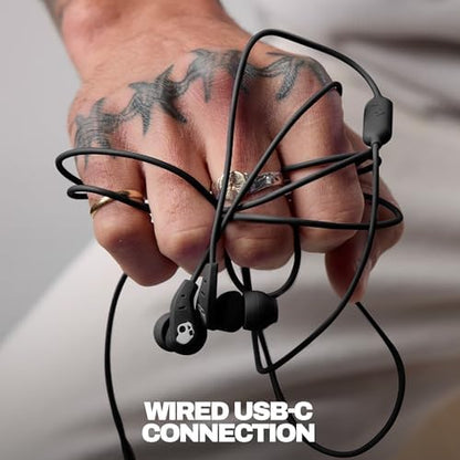 Skullcandy Set USB-C Wired Earbuds with Noise Isolating Fit, Built-in Microphone Call and Track Control for iPhone Android, Ear Gel Sizes Included for Custom Fit - True Black