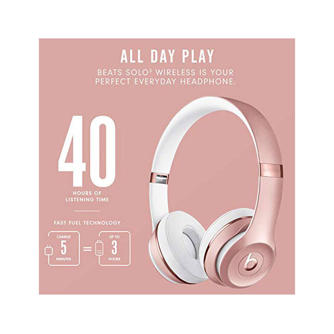 Beats Solo3 Wireless On-Ear Headphones - Rose Gold (Latest Model)