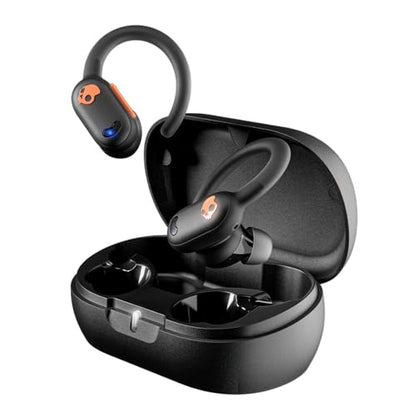 Skullcandy Push ANC Active Wireless Earbuds, Bluetooth Headphones, Noise Cancelling, 58 Hours Battery, Secure-Fit Over-Ear Hanger, Sweat and Waterproof, Microphone for iPhone Android - Black/Orange