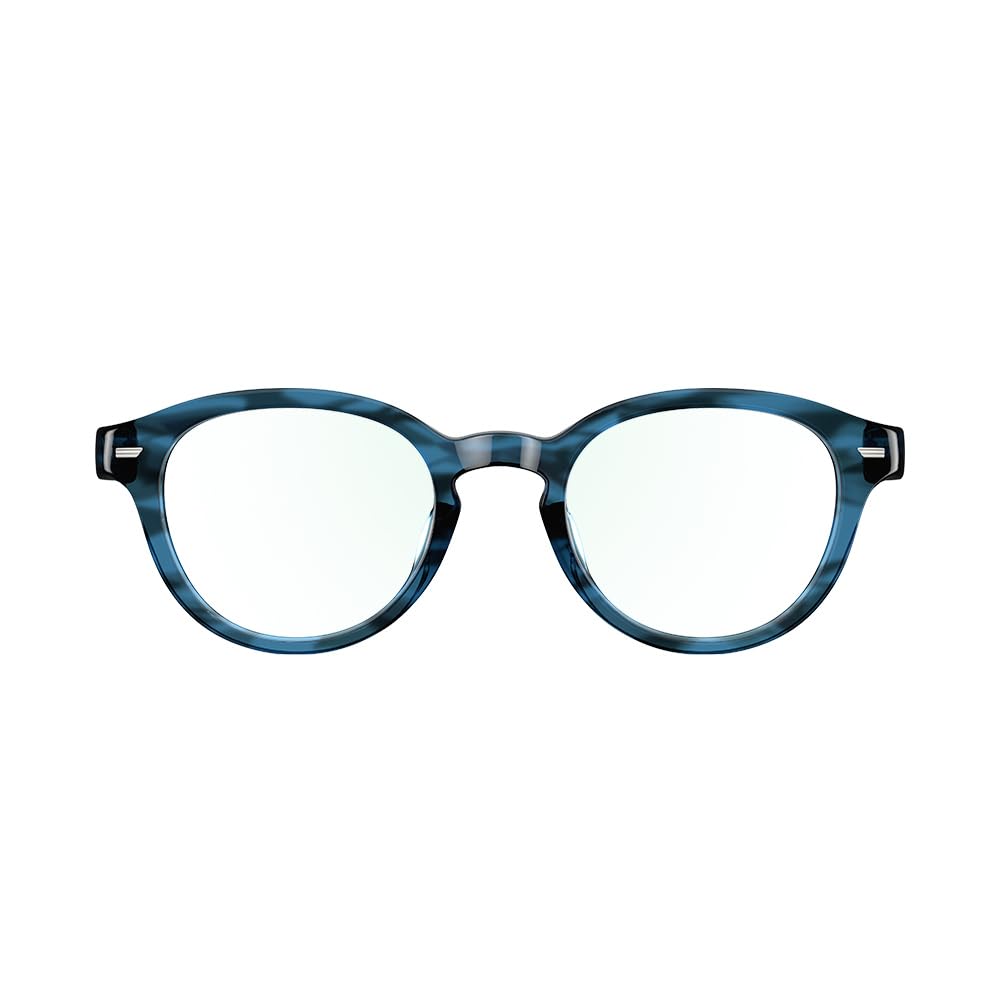Amazon Echo Frames, an Alexa device (newest model), Smart glasses with Alexa, Round frames in Blue Tortoise with blue light filtering lenses
