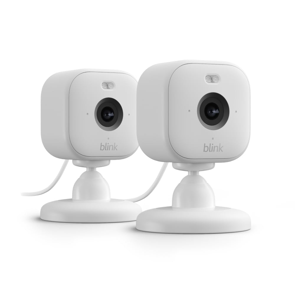 Blink Mini 2 (newest model) - Home Security & Pet Cameras with HD video, color night view, motion detection, two-way audio, and built-in spotlight - 2 cameras (White)