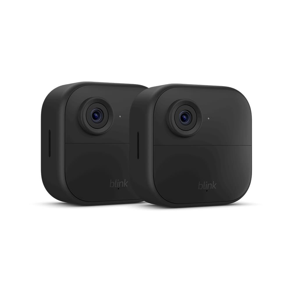 Blink Outdoor 4 (newest model), Wireless smart security camera, two-year battery, 1080p HD day and infrared night live view, two-way talk - 2 camera system