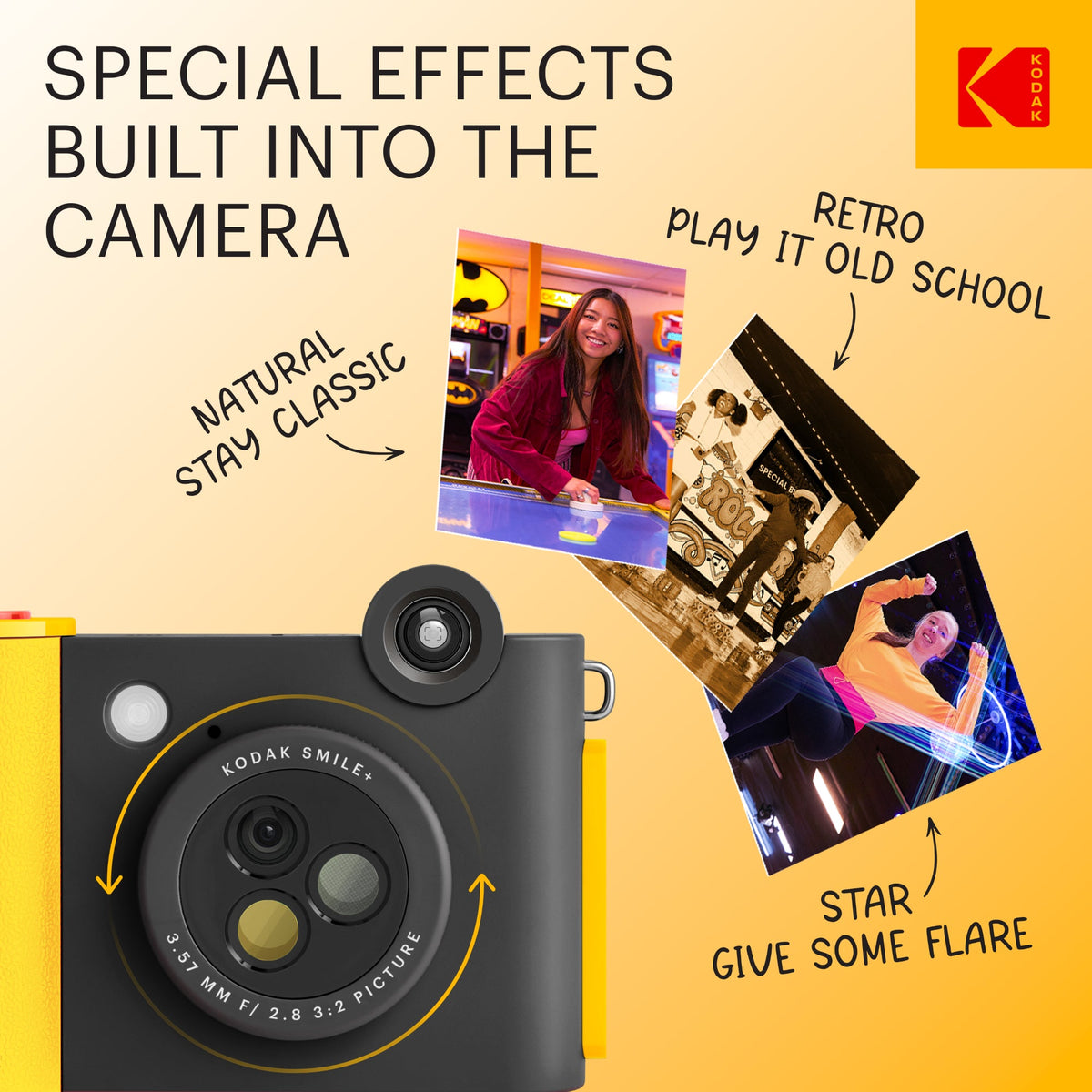 Kodak Smile+ 2-in-1 Instant Print Camera and Bluetooth Photo Printer, 10MP - Black