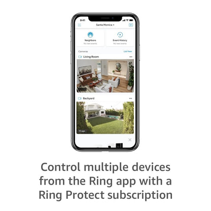Ring Stick Up Cam Plug-In HD security camera with two-way talk, Works with Alexa - White