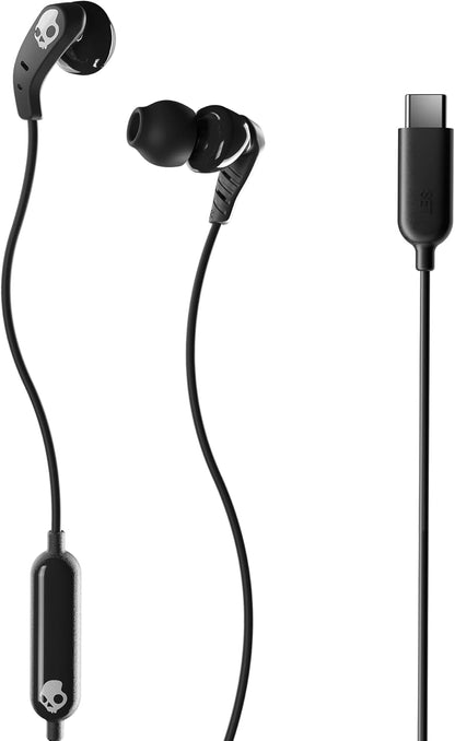 Skullcandy Set USB-C Wired Earbuds with Noise Isolating Fit, Built-in Microphone Call and Track Control for iPhone Android, Ear Gel Sizes Included for Custom Fit - True Black