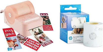 HP Sprocket Panorama Instant Color Label & Smartphone Photo Printer - Portable - Personalize Prints 2” x .5”- 9” on Zink Sticky-Back Photos - Create Photobooth Strips & Custom Designs in App