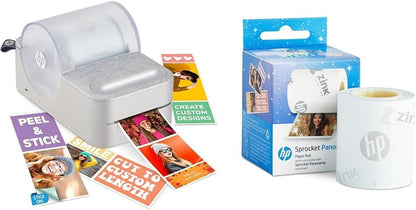 HP Sprocket Panorama Instant Color Label & Smartphone Photo Printer - Portable - Personalize Prints 2” x .5”- 9” on Zink Sticky-Back Photos - Create Photobooth Strips & Custom Designs in App