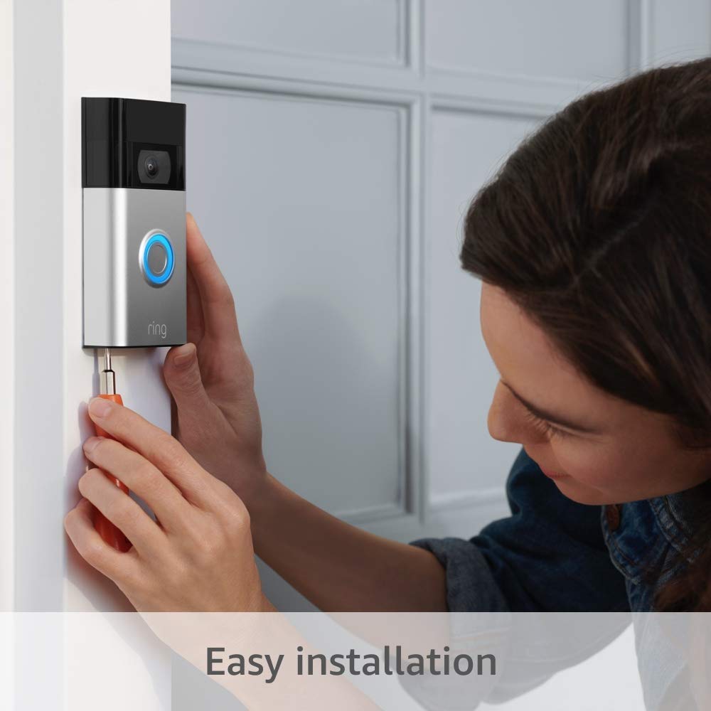 Ring Video Doorbell - 1080p HD video, improved motion detection, easy installation (2020 release) - Satin Nickel