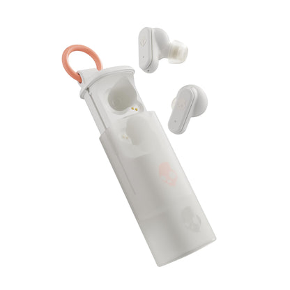 Skullcandy Dime Evo Wireless Earbuds, Bluetooth Headphones, Noise Isolating Fit, Up to 36 Hours Battery, Microphone for iPhone Android, Easy Carry with Clip-Anywhere Case - Bone