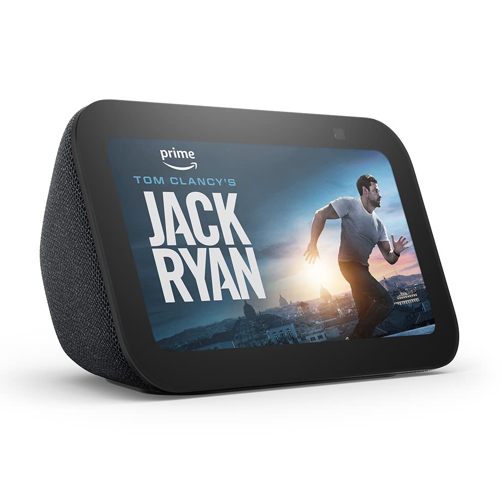 Echo Show 5 (3rd Gen, 2023 release) | Smart display with deeper bass and clearer sound | International Version with EU Power Adaptor | Charcoal