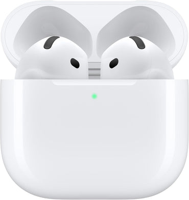 Apple AirPods 4 Wireless Earbuds, Bluetooth Headphones, Personalized Spatial Audio, Sweat and Water Resistant, USB-C Charging Case, H2 Chip, Up to 30 Hours of Battery Life, Effortless Setup for iPhone