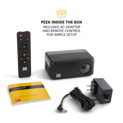 Kodak FLIK X1 Mini Pico Projector, 100" Display - Black