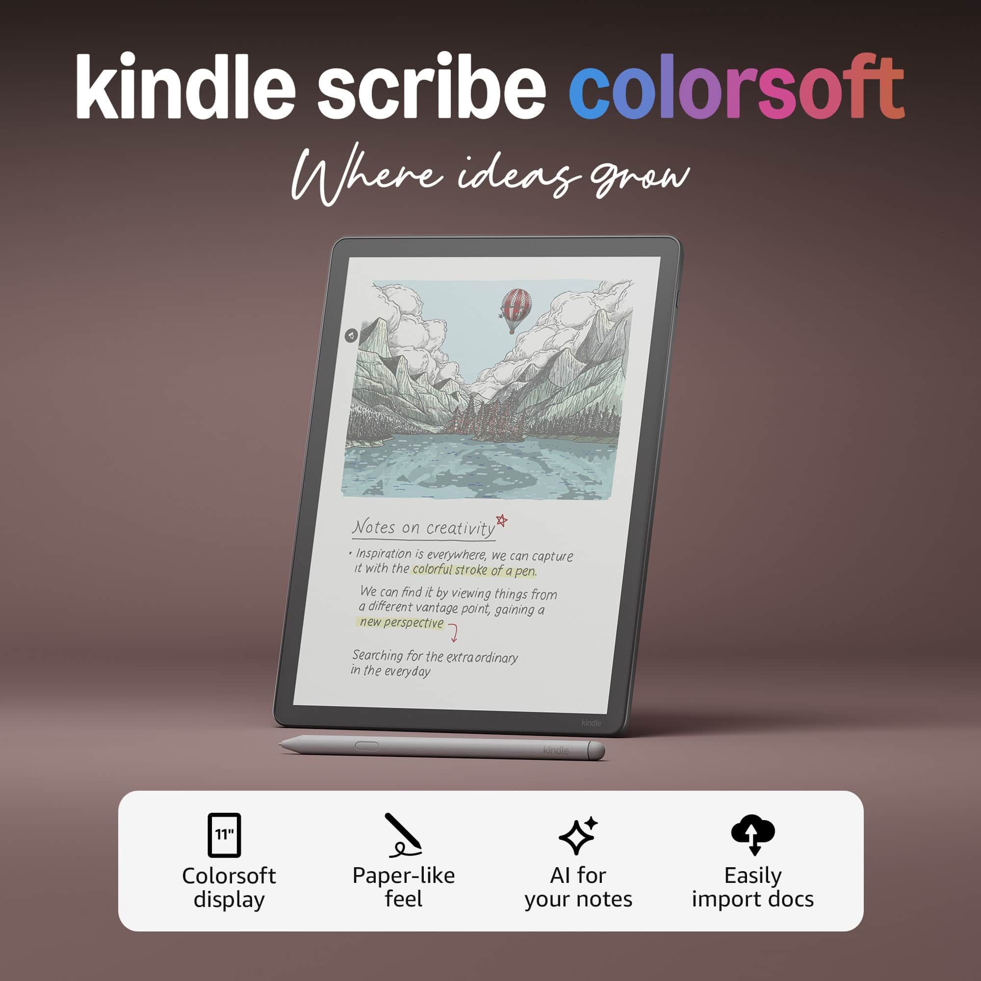 Amazon Kindle Scribe Colorsoft 64GB 11" Color E-Reader & Notebook with Premium Pen - Graphite
