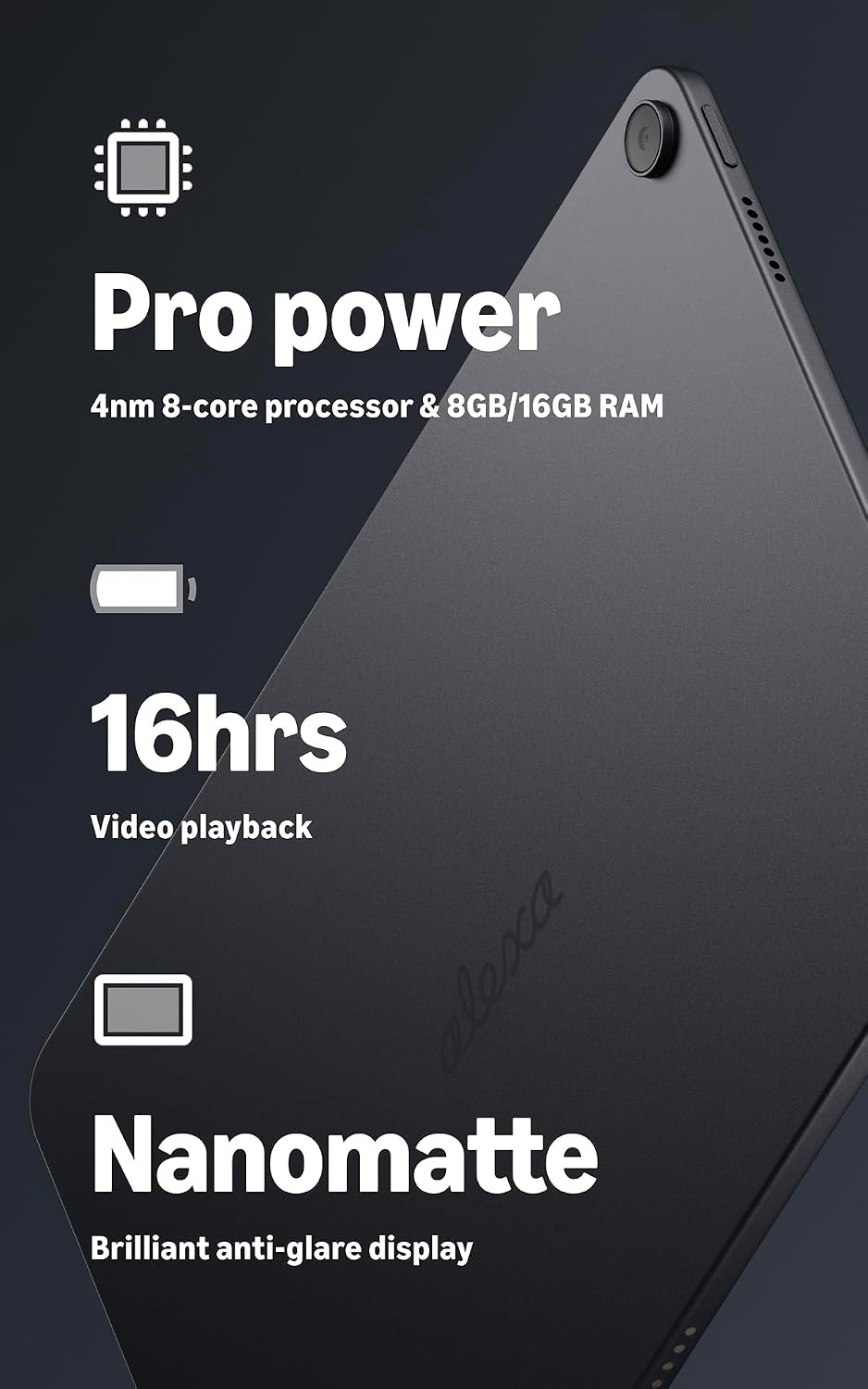Amazon Alexa Tablet 12 Pro 8GB RAM 128GB 12" Nanomatte Anti-Glare Tablet with Alexa+ - Graphite
