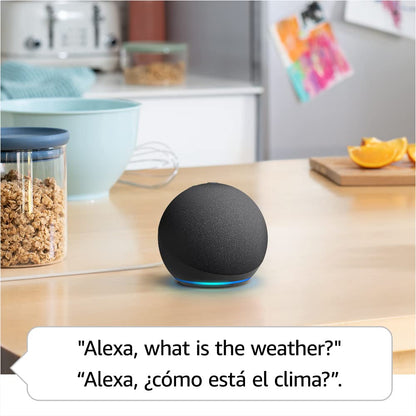 Echo Dot (5th Gen, 2022 release) | International Version with EU Power Adaptor | Smart speaker with Alexa | Charcoal
