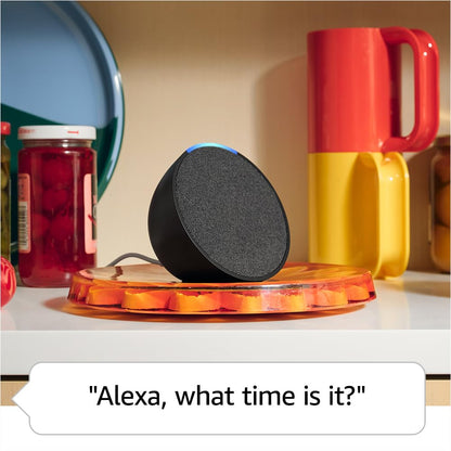 Echo Pop | Full sound compact smart speaker with Alexa | I International Version with UK Power Adaptor | Charcoal