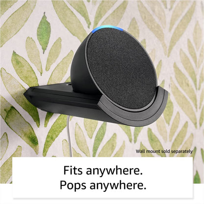 Echo Pop | Full sound compact smart speaker with Alexa | I International Version with UK Power Adaptor | Charcoal