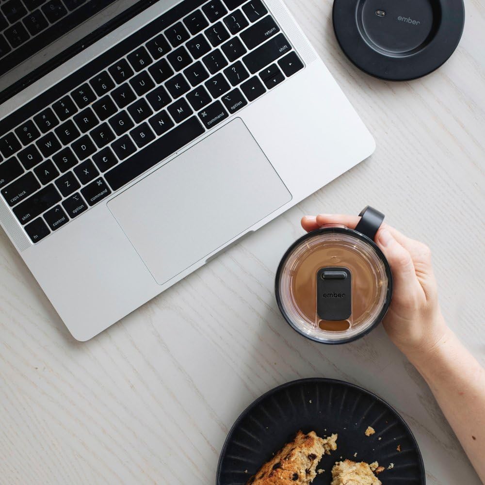 Ember Temperature Control Smart Mug 2, 14 oz, App Controlled Heated Coffee Cup, Double your battery life when you pair Ember Mug with an Ember Sliding Lid, Signature Series Cloth