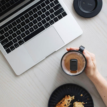 Ember Temperature Control Smart Mug 2, 14 oz, App Controlled Heated Coffee Cup, Double your battery life when you pair Ember Mug with an Ember Sliding Lid, Signature Series Cloth