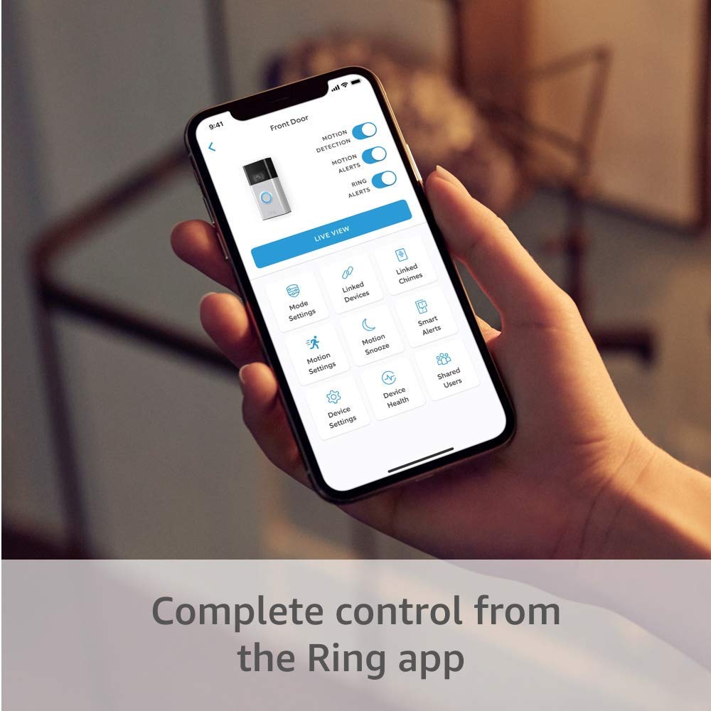 Ring Video Doorbell - 1080p HD video, improved motion detection, easy installation (2020 release) - Satin Nickel