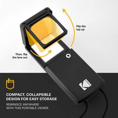 KODAK Magnifying Lighted Slide Viewer, Compact Portable 1.8x LED Backlight for Vintage 35mm Film Slides, Battery Operated, Neck Lanyard included