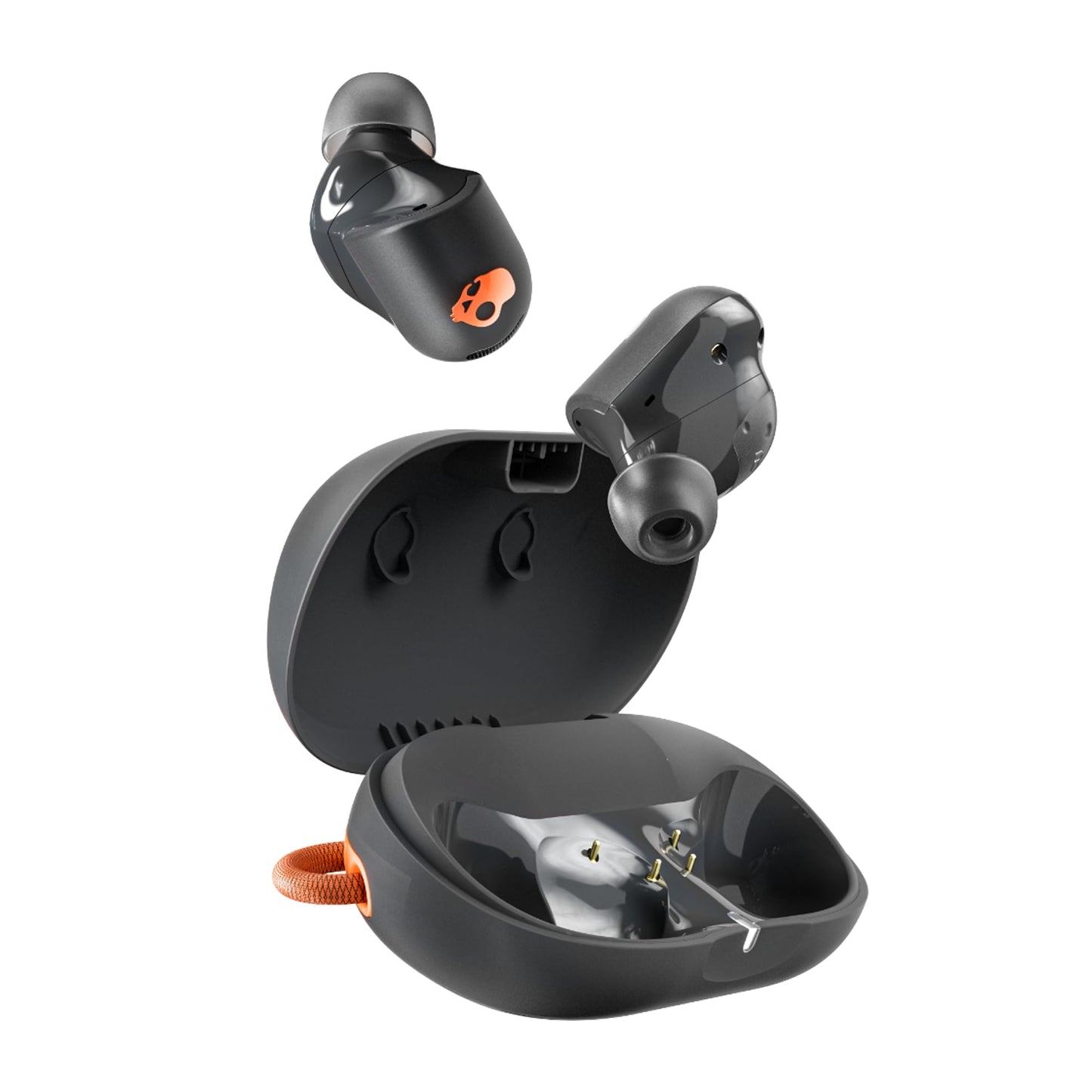 Skullcandy Sesh ANC Active Wireless Earbuds, Bluetooth Headphones, Noise Cancelling, Up to 48 Hours Battery, Stabilizing Fit Grip, Sweat and Waterproof, Microphone for iPhone Android - Black/Orange