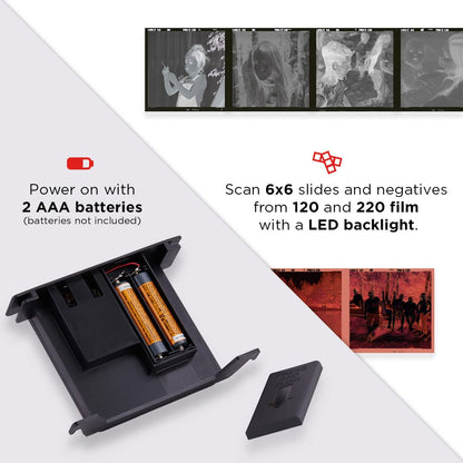 KODAK 6x6 Mobile Film Scanner, Convert and Save 6x6 Slides & Negatives [120 & 220 Film Formats] to Your Smartphone | Eco-Friendly Cardboard Scanner Box, LED Light Panel & Gloves