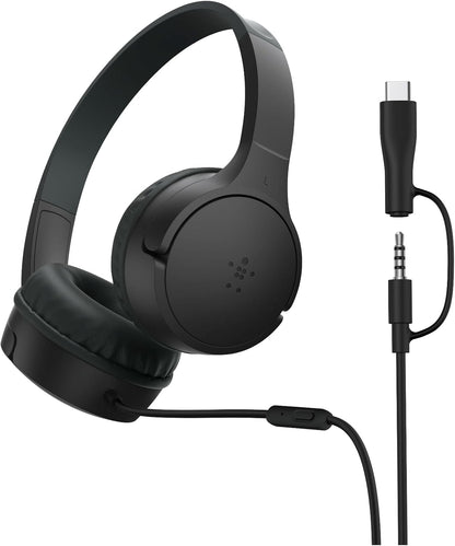 Skullcandy Grom Over-Ear Wired Headphones for Kids, Volume-Limiting, Share Audio Port, Microphone, Work with Bluetooth Devices and Computers - Bone Seafoam